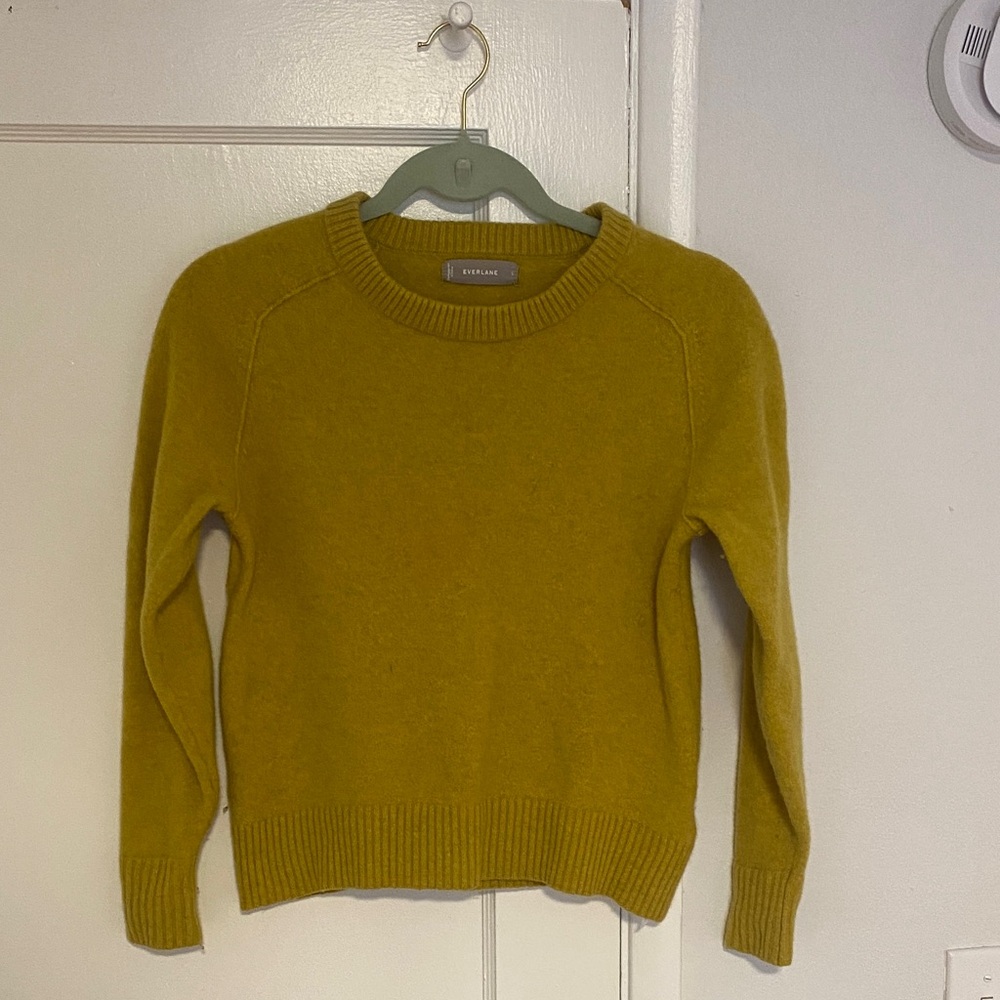 Everlane Cashmere Blend Chartreuse Crewneck Sweater
